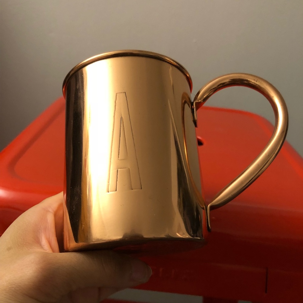 United Blue copper “A” monogram mug Anthropologie